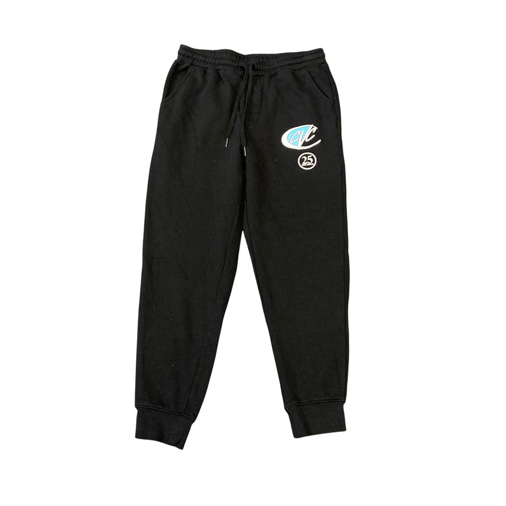 Slunks Black CVC 25 Years Together Jogger Sweatpants Small Drawstring Athletic